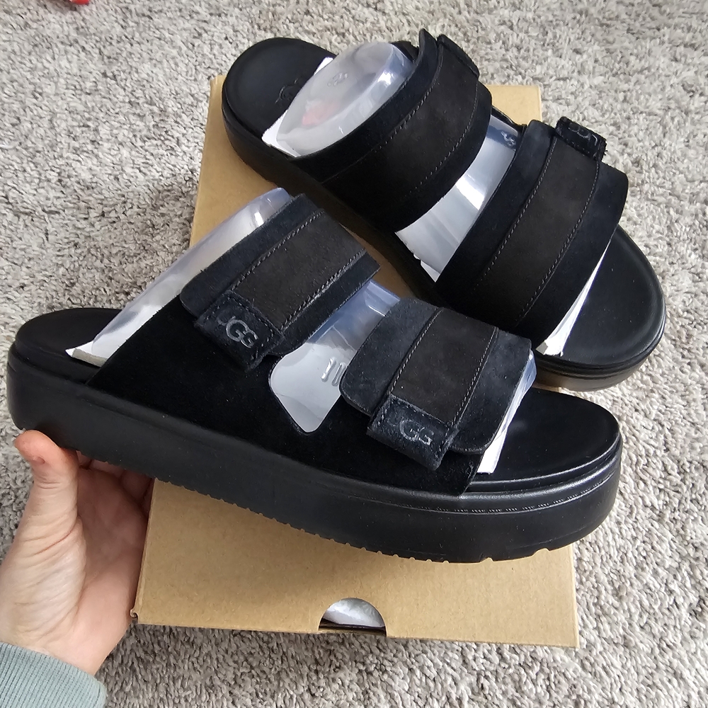 Black Suede Women's Slide Sandals